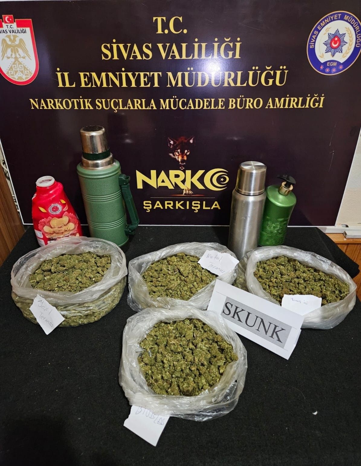 Sivas’ta Büyük Operasyon: 1,5 Kilo Skunk Ele Geçirildi, 9 Gözaltı