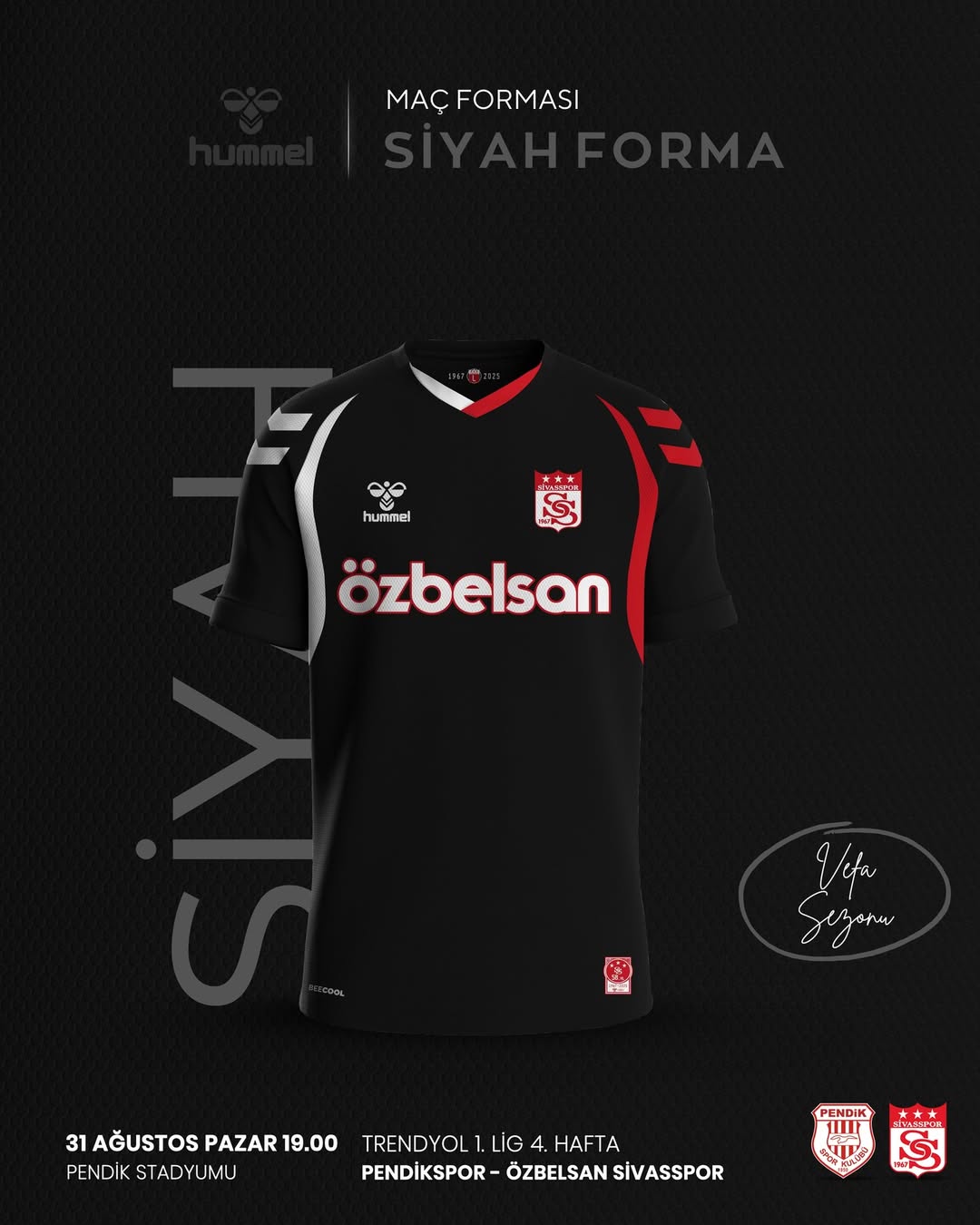 Sivasspor, Pendikspor Karşılaşmasında Siyah ve Mavi Kombinasyonuyla Sahaya Çıkacak