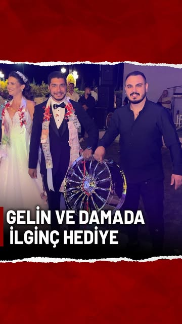 İzmir'de Düğünde Farklı Takı Hediyesi: Gelin ve Damada Jant Takıldı
