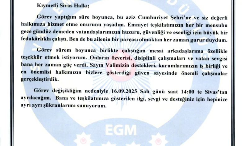 Sivas İl Emniyet Müdürü Burhan Akçay Görevinden Ayrılıyor 3722243706855099118 69004080241 | Gündem Sivas™ Haber