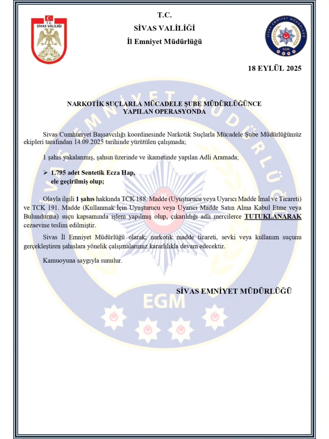 Sivas'ta Uyuşturucu Operasyonu: Şüpheliler Gözaltına Alındı