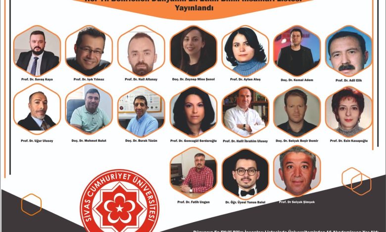 Sivas Cumhuriyet Üniversitesi’nden 16 Akademisyen Dünyanın En Etkili Bilim İnsanları Listesinde 3727277702236686722 1491239505 | Gündem Sivas™ Haber