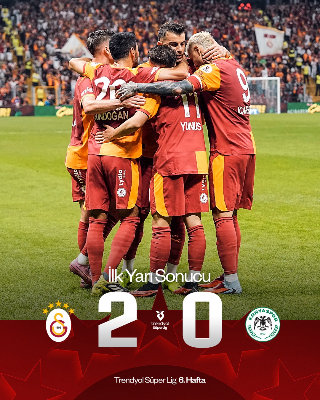 Galatasaray Deplasman Dağıttı! İlk Yarıda Konyaspor'u 2-0 Geride Bıraktı