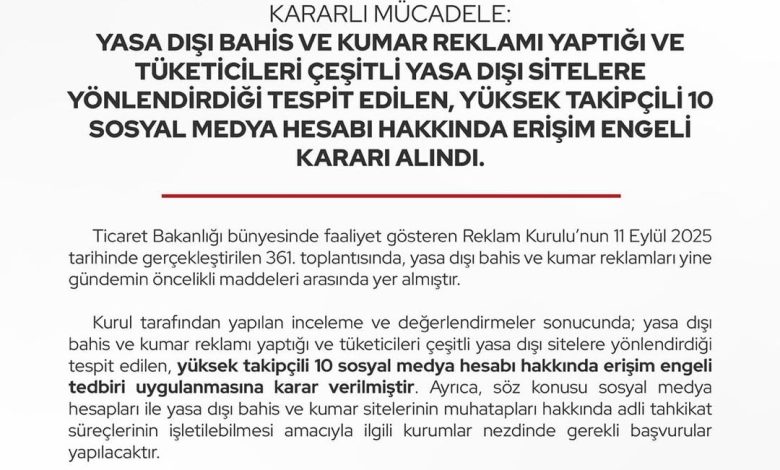 Ticaret Bakanlığı'ndan Sosyal Medyada Yasa Dışı Bahis Reklamlarına Erişim Engeli 3735747578701843277 8068616706 | Gündem Sivas™ Haber