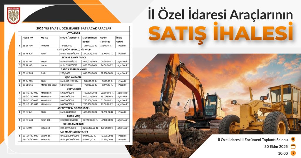 Sivas'ta İkinci El Resmi Araç Satışı: Tarih ve Kurallar Belli Oldu 564628315 1231211369041903 2390661192620732679 n | Gündem Sivas™ Haber