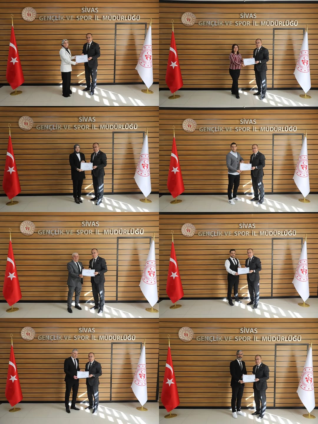 Sivas Gençlik ve Spor İl Müdürlüğü Personeline Teşekkür Belgesi Takdimi