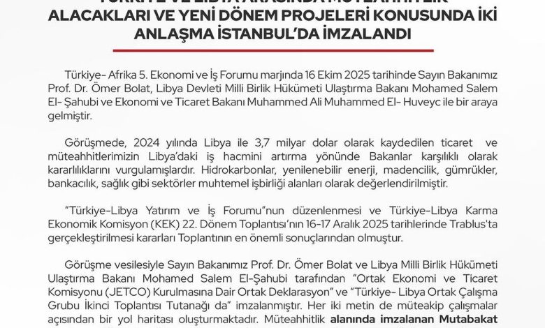 Türkiye ve Libya Arasında Ekonomik İş Birliğinde Yeni Sayfa: İstanbul'da Kritik Anlaşmalar İmzalandı DP5mVL3DCOF | Gündem Sivas™ Haber