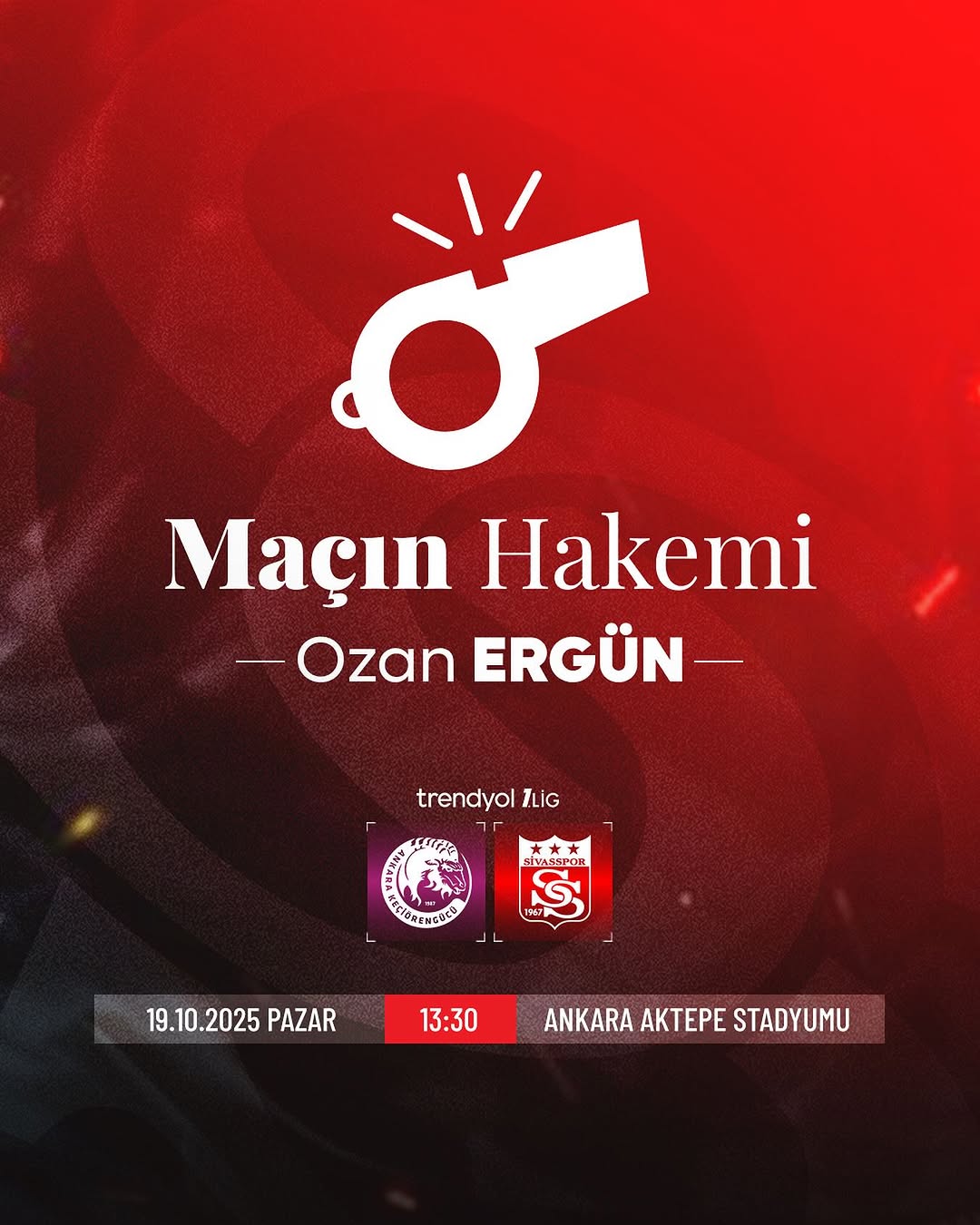 Sivasspor'un Keçiörengücü Maçının Hakem Görevlendirmesi Açıklandı