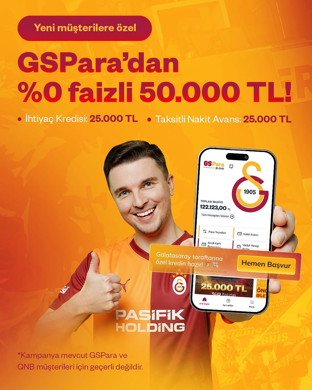 Galatasaray Taraftarına Ekonomik Fırsat: GSPara'dan 0 Faizli 50.000 TL Hoş Geldin Kredisi