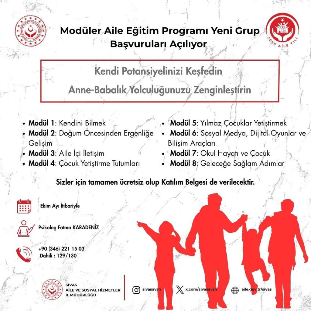 Sivas’ta Aile Eğitim Programı Başlıyor: Aile İçi İletişim Güçlenecek