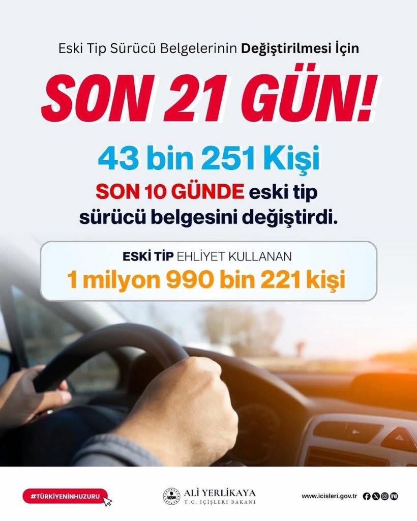 Eski Tip Sürücü Belgeleri İçin Kritik Tarih: 31 Ekim