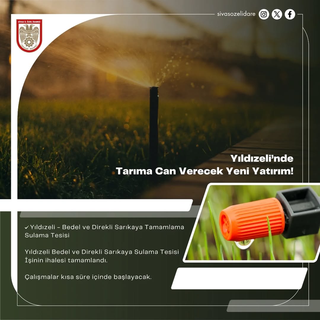 Yıldızeli'nde Sulama Yatırımı: Tarıma Su, Üreticiye Bereket