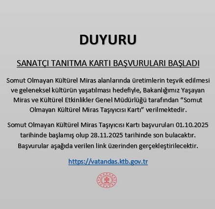 Sivas’ta Somut Olmayan Kültürel Miras Taşıyıcısı Kartı Başvuruları Başladı