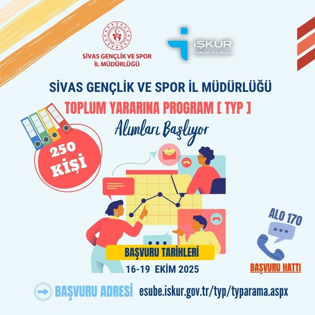 Sivas Gençlik ve Spor İl Müdürlüğü 250 Kişilik Geçici Personel Alacak