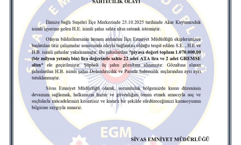 Suşehri'nde Dolandırıcılık Operasyonu: 2 Şüpheli Yakalandı DQOxxLUjbaR | Gündem Sivas™ Haber