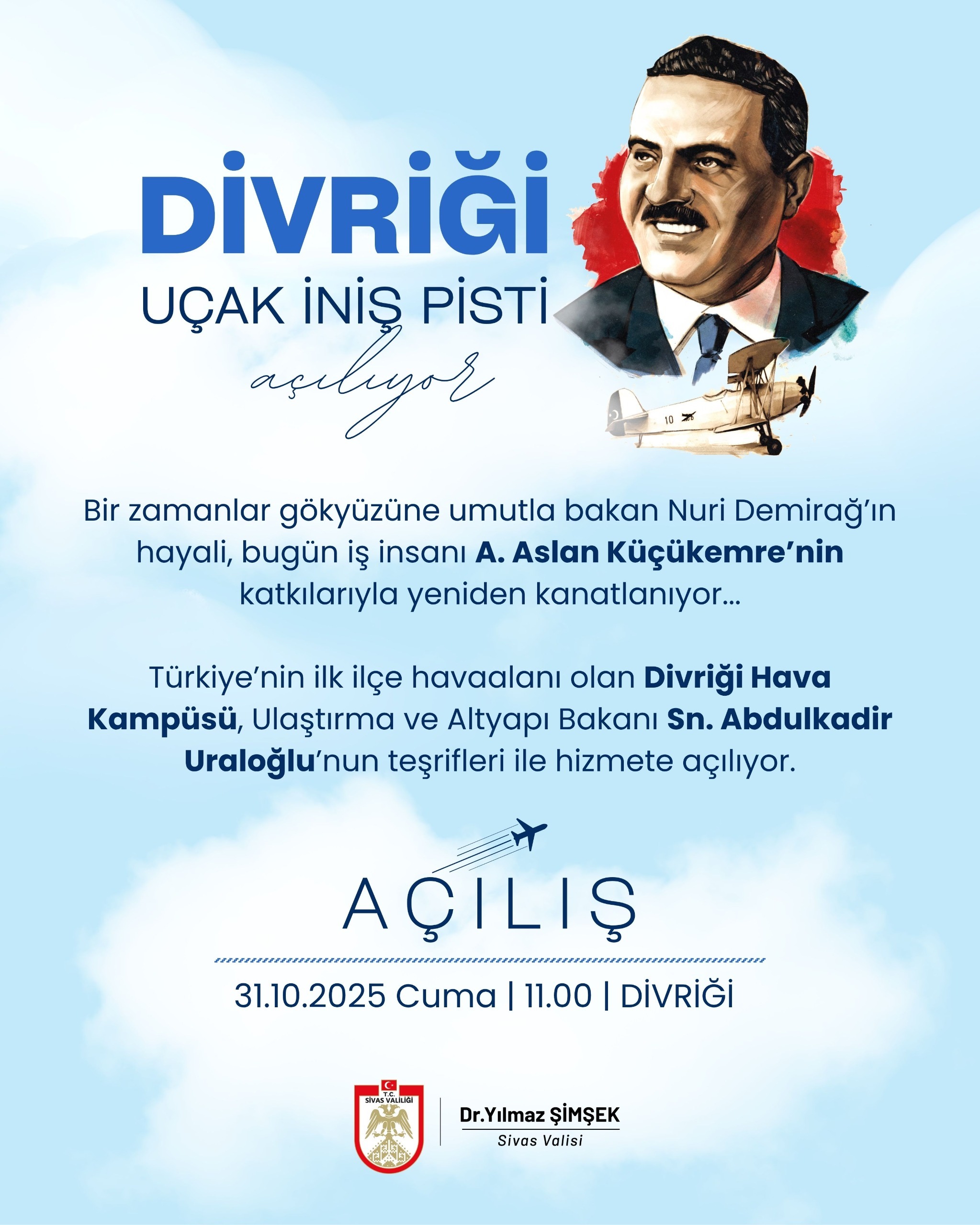 Divriği Hava Kampüsü Açılıyor: Nuri Demirağ'ın Hayali Gerçekleşiyor!