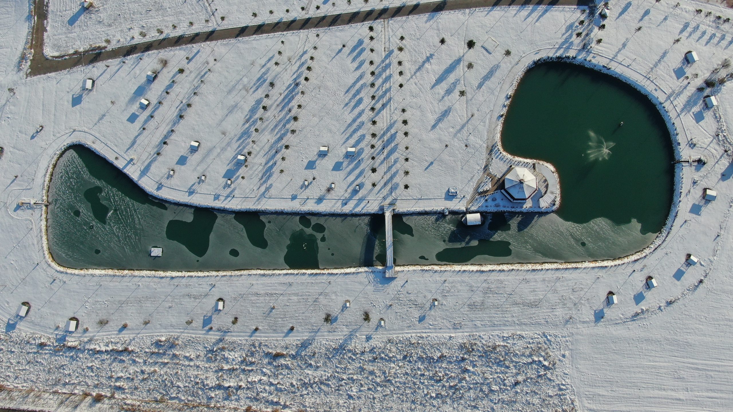 Sivas’ta Sibirya Soğukları Hayatı Dondurdu: Yapay Gölet Buz Tuttu, Ördekler Donmayan Kısımda Kaldı