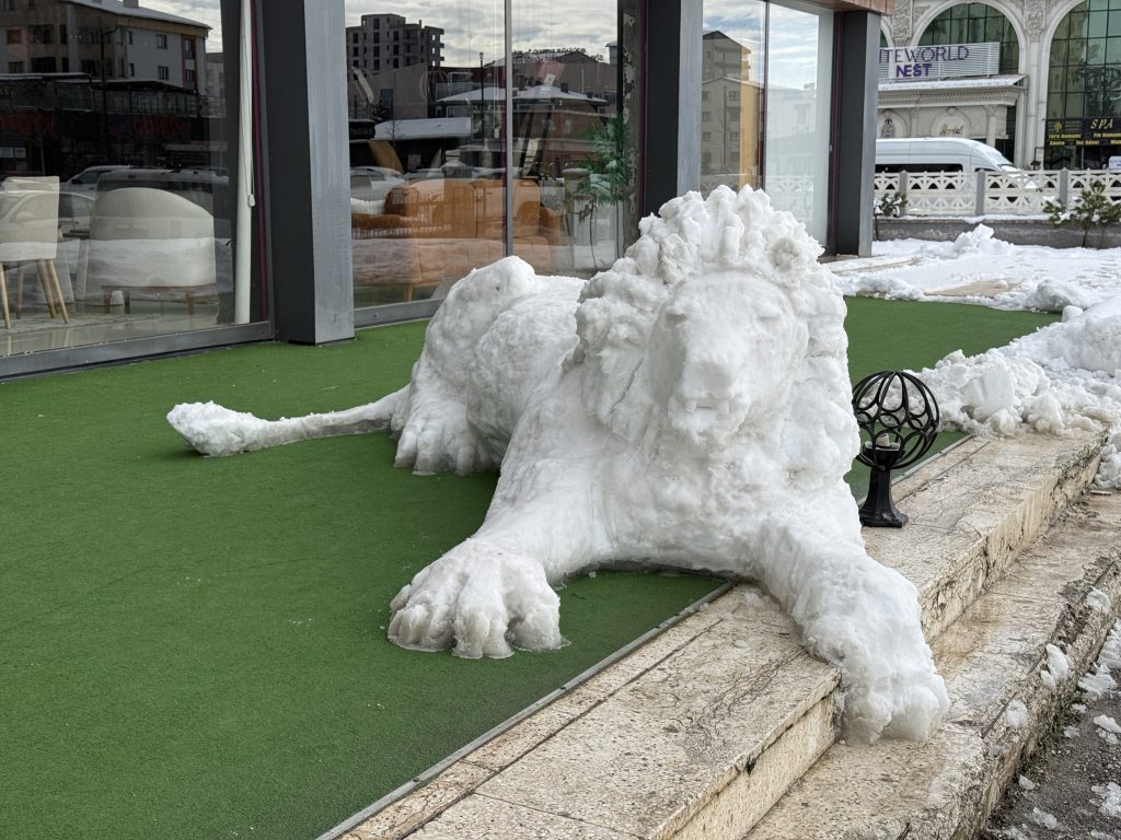 Sivas’ta Kar Sanata Dönüştü: Kardan Adam Yerine Detaylarıyla Hayran Bırakan Kardan Aslan AW617303 07 | Gündem Sivas™ Haber