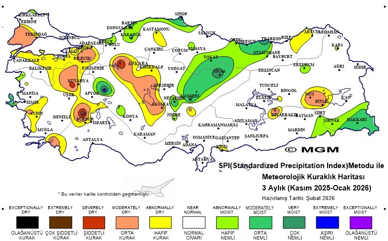 Sivas’ta Yağışlar Kuraklık Riskini Azalttı: Meteoroloji Haritasında “Normal” ve “Orta Nemli” Dönem